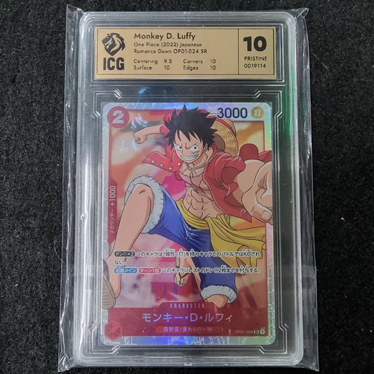 One Piece Card Monkey D Luffy OP01-024 SR ICG 10 PRISTINE Japanese
