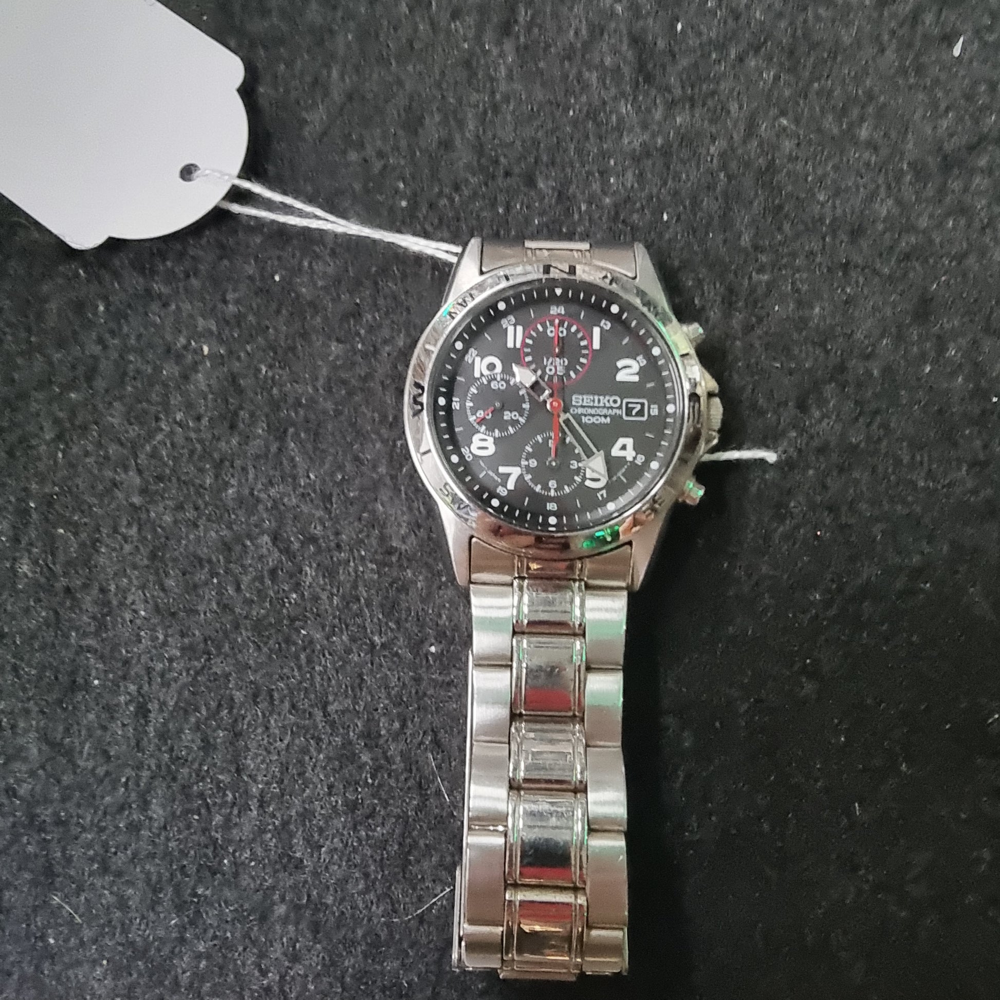 Seiko Chronograph Date Stainless Steel 100M Quartz Mens Watch Captain Comics and Collectables Pty Ltd