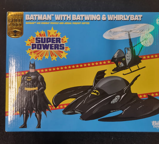 Super Powers Batman (Black) with Batwing and Whirlybat Gold Label 3 pack McFarlane