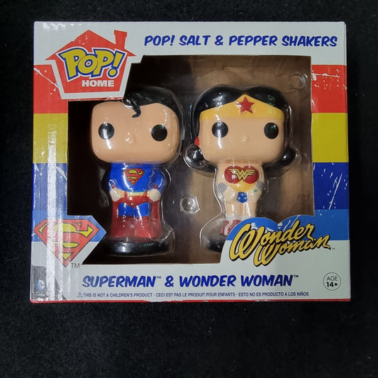 POP HOME SUPERMAN & WONDER WOMAN SALT & PPEPPER SHAKERS Captain Comics and Collectables Pty Ltd