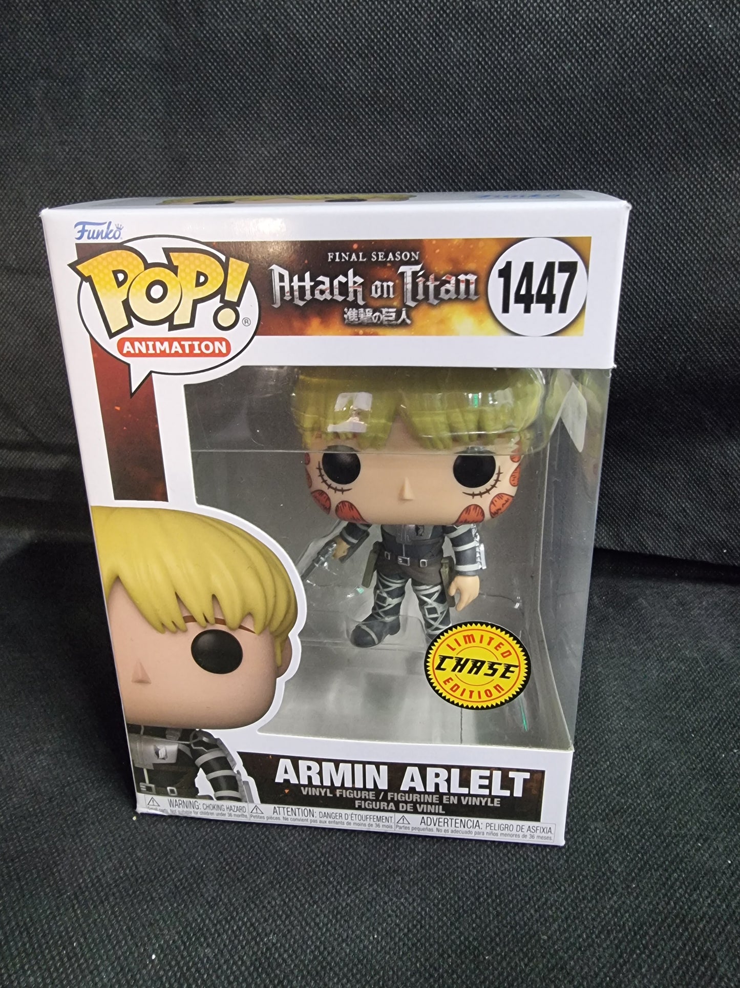 FUNKO POP ATTACK ON TITAN ARMIN ARLELT # 1447 CHASE EDITION