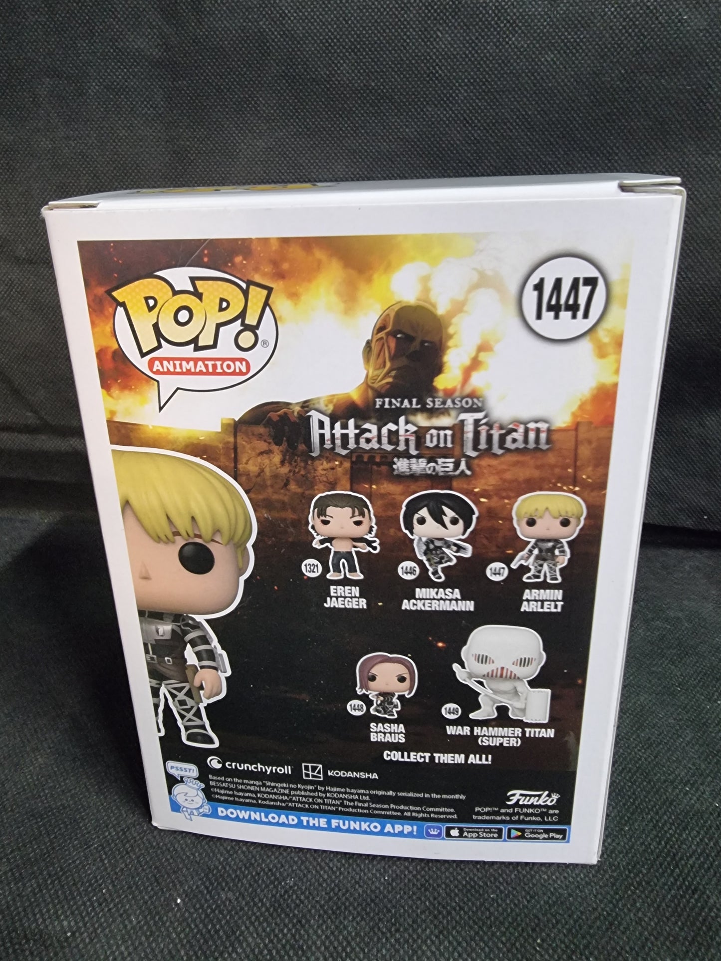 FUNKO POP ATTACK ON TITAN ARMIN ARLELT # 1447 CHASE EDITION