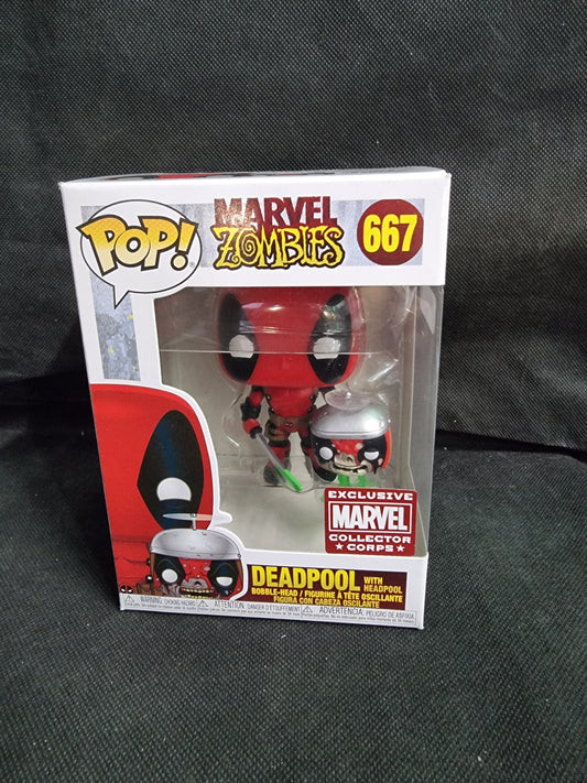 FUNKO POP MARVEL ZOMBIES DEADPOOL WITH HEADPOOL COLLECTOR CORP EXCLUSIVE #667