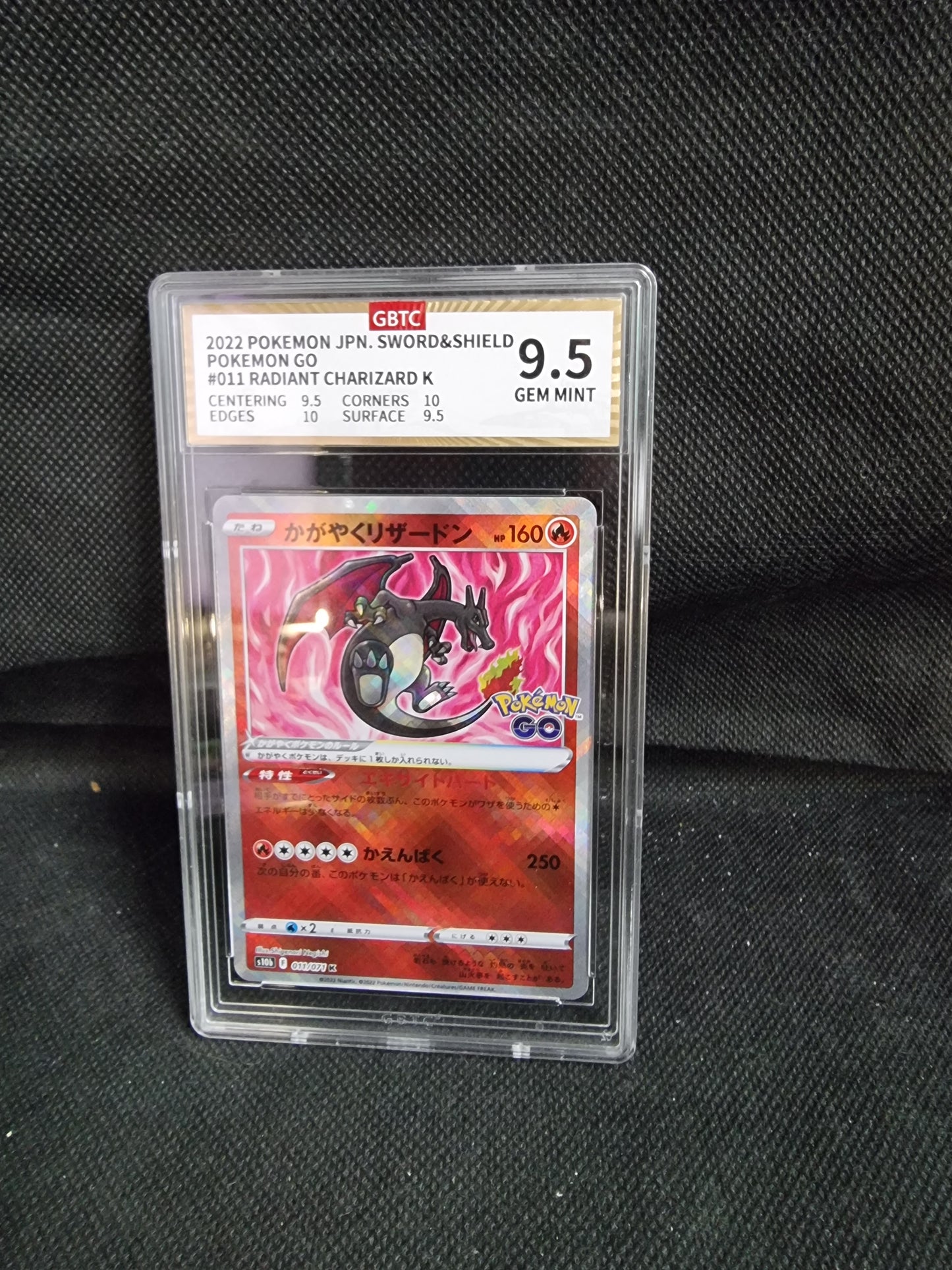 GBTC 9.5 Gem Mint Radiant Charizard 011 Japanese Pokemon Go 011/071 K Rare 2022