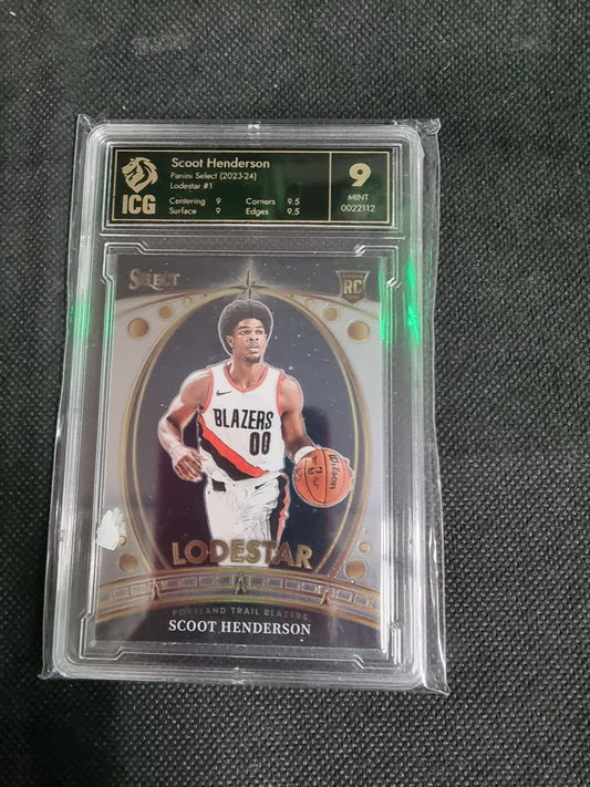 2023-24 Panini Selcet Scoot Henderson Rookie Lodestar Tectonic Prizm # 1 ICG 9 MINT