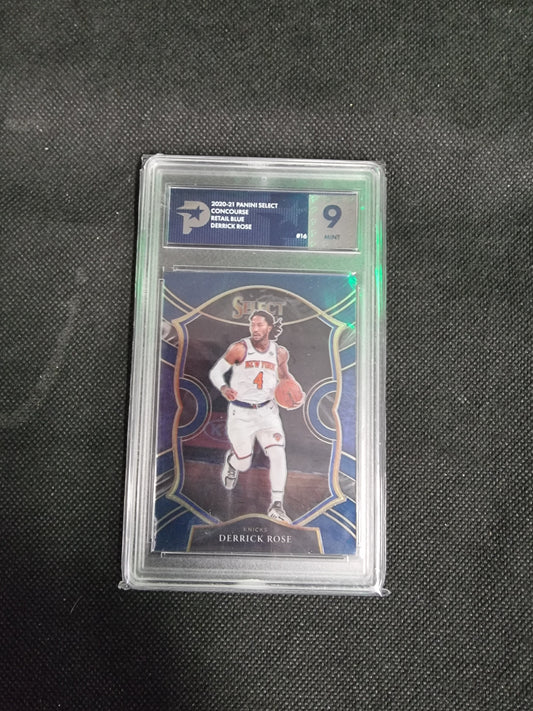 2020-21 Panini Select Derrick Rose Concourse Silver Blue Prizm Knicks #16 PSG Mint Captain Comics and Collectables Pty Ltd