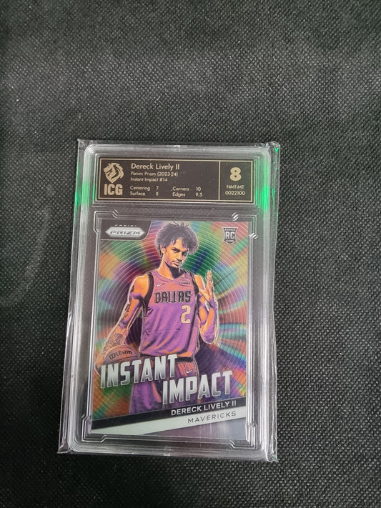 2023 PANINI PRIZM INSTANT IMPACT SILVER PRIZM DERECK LIVELY II #14 ICG 8 NMT Captain Comics and Collectables Pty Ltd
