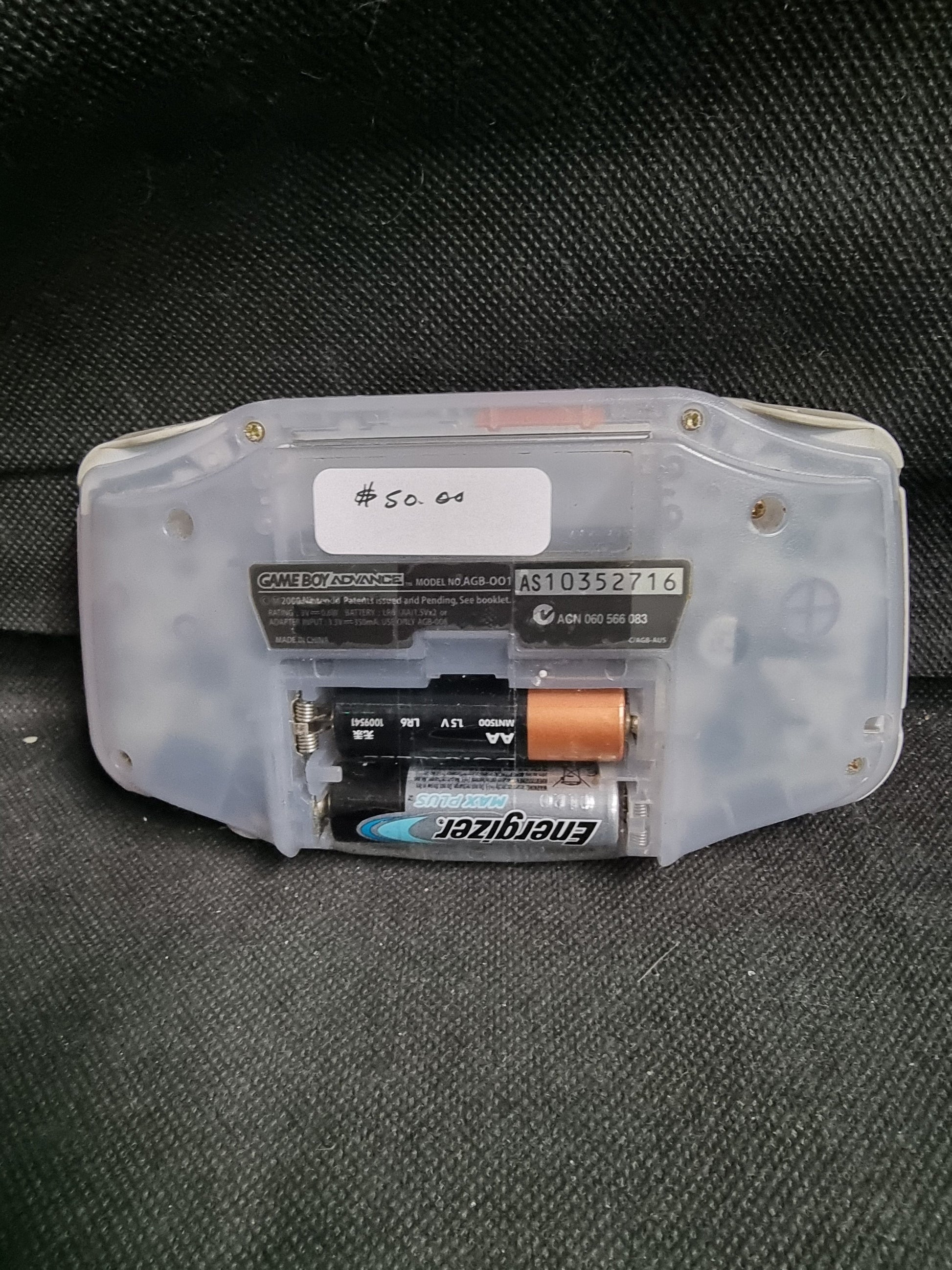 Nintendo Game Boy Advance Clear Glacier Handheld System ( No Battery cover) Captain Comics and Collectables Pty Ltd