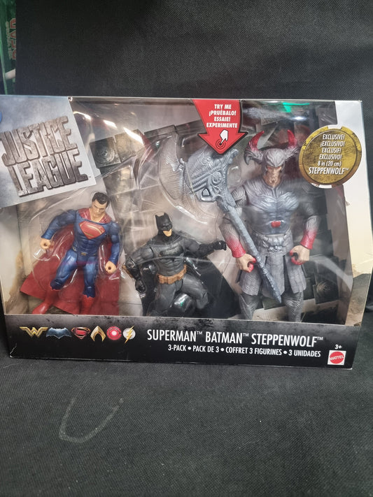 DC JUSTICE LEAGUE 3 PACK, SUPERMAN, BATMAN, STEPPENWOLF FIGURES Captain Comics and Collectables Pty Ltd