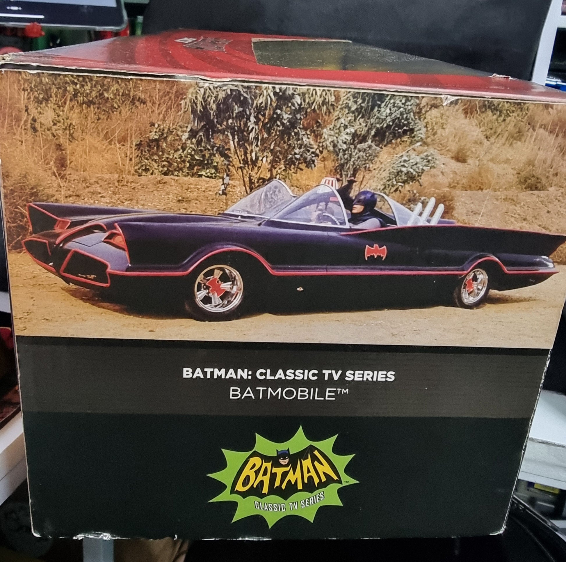 DC Multiverse Comics Batman 66 Batmobile with Batman and Robin figures Captain Comics and Collectables Pty Ltd