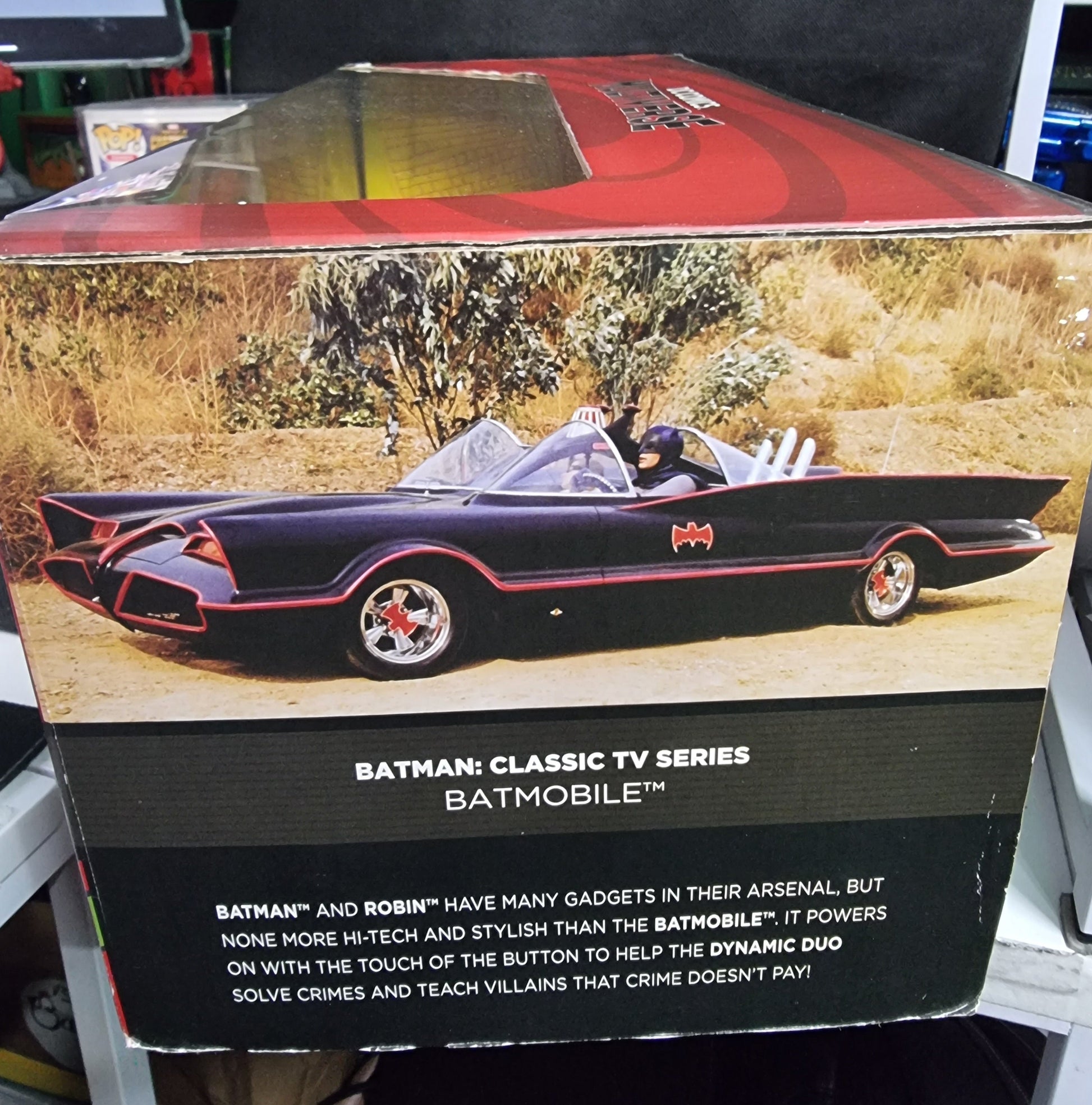 DC Multiverse Comics Batman 66 Batmobile with Batman and Robin figures Captain Comics and Collectables Pty Ltd