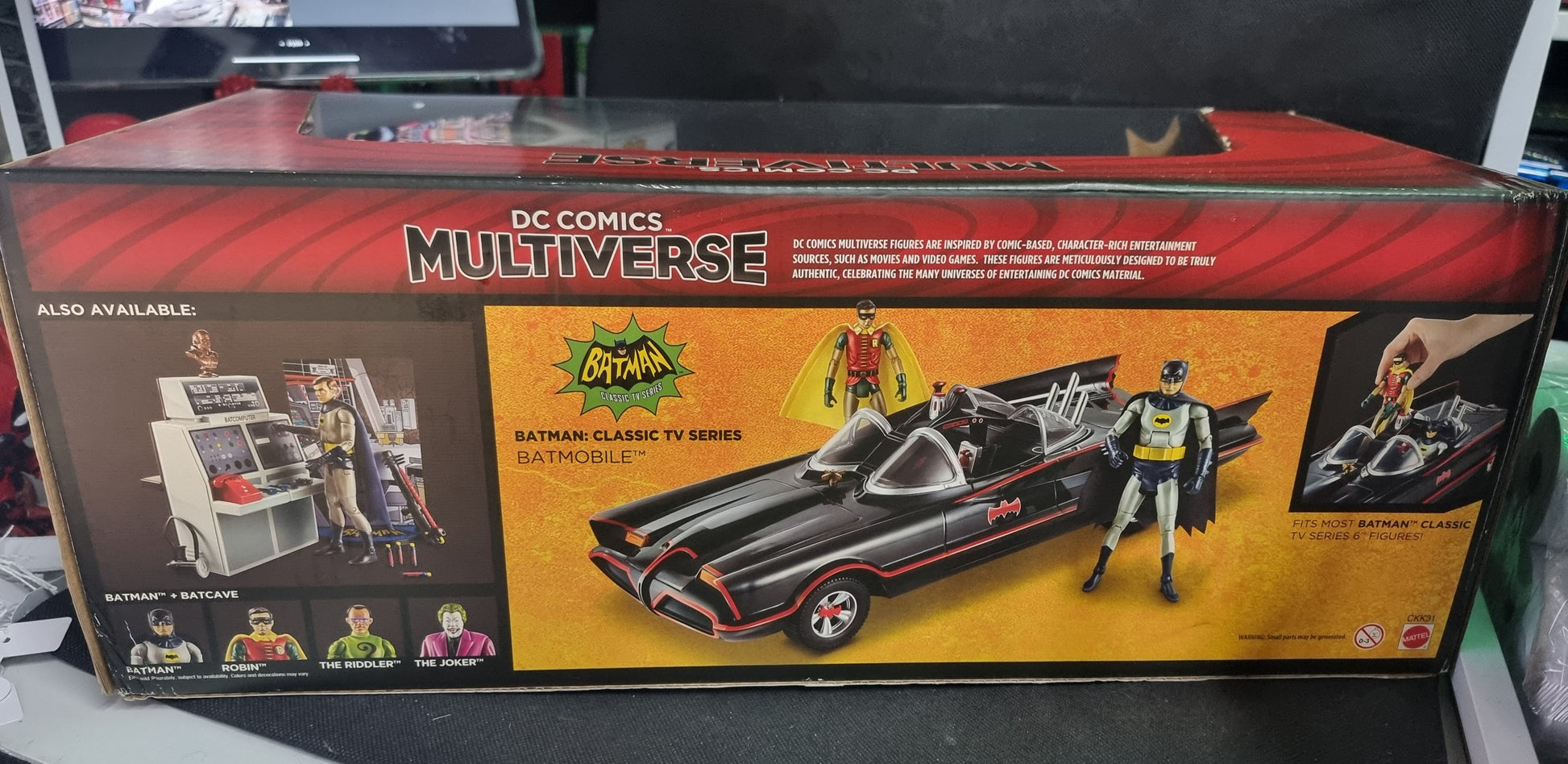 DC Multiverse Comics Batman 66 Batmobile with Batman and Robin figures Captain Comics and Collectables Pty Ltd