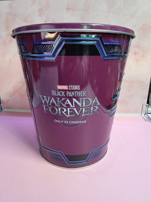 Popcorn Tin With Lid BLACK PANTHER WAKANDA FOREVER Marvel HOYTS Glow Collectable Captain Comics and Collectables Pty Ltd