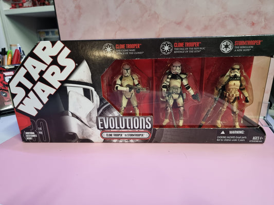 STAR WARS EVOLUTIONS CLONE TROOPER TO STORMTROOPER 30TH ANNIVERSARY 3-PK BOX SET Captain Comics and Collectables Pty Ltd