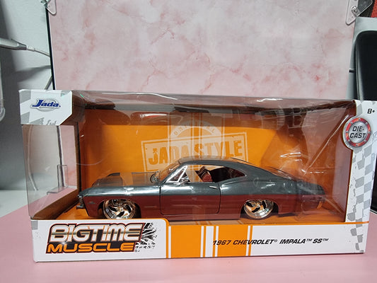 1967 Chevrolet Impala SS Gray & Burgundy with Burgundy Interior "Bigtime Muscle Captain Comics and Collectables Pty Ltd