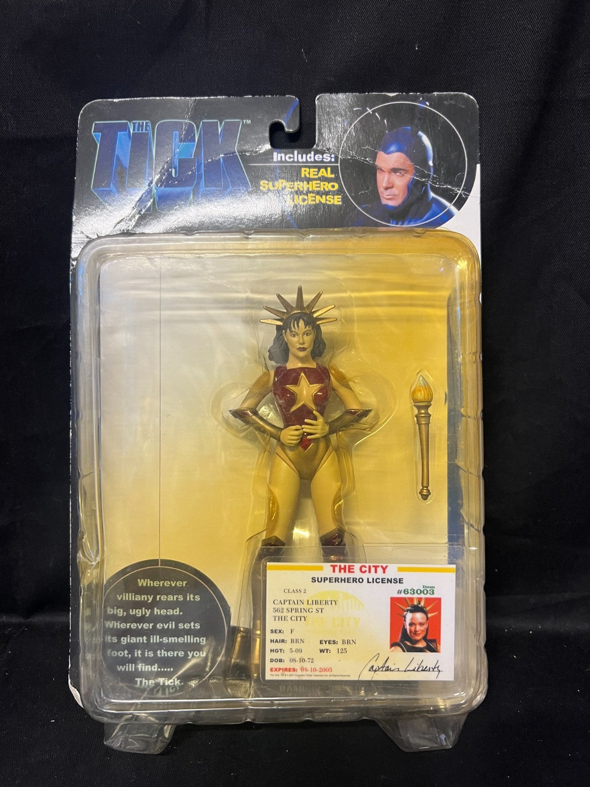 The Tick Captain Liberty Real Super Hero License On Card