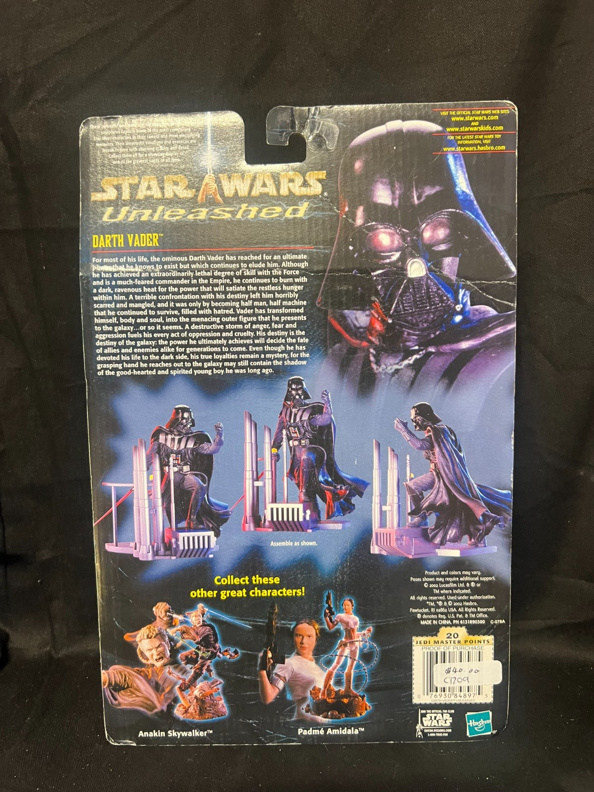 Star Wars Unleashed Darth Vader Figure with Trading Card 2002 Mattel 84897