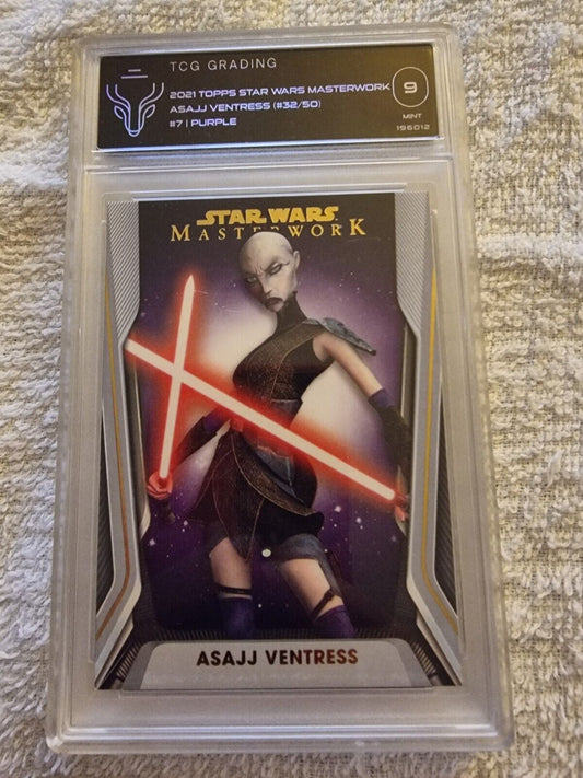 Star Wars Masterwork 2021 Purple [50] Base Card #7 Asajj Ventress TCG GRADING 9 