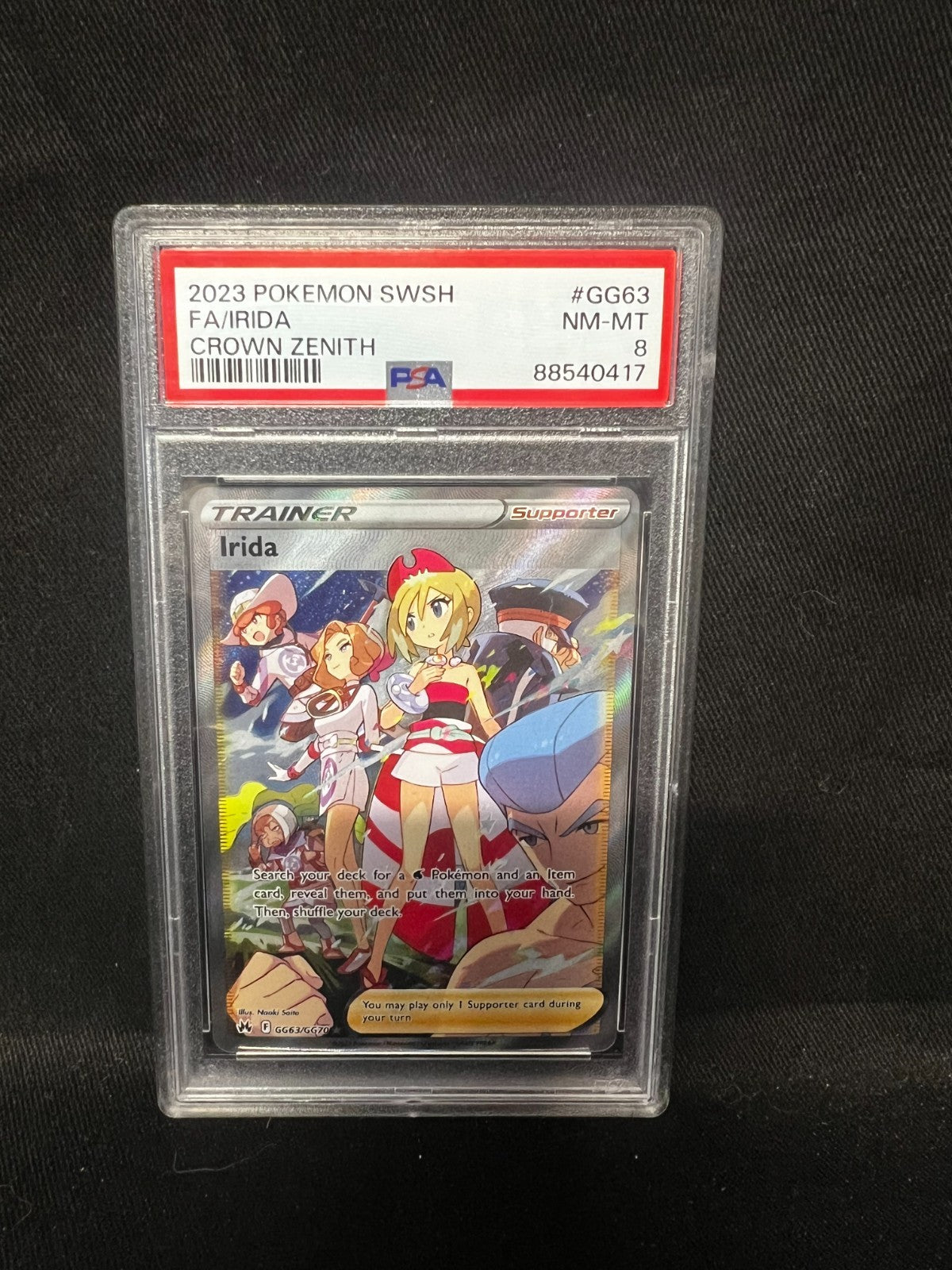 2023 POKEMON SWSH CROWN ZENITH IRIDA FULL ART #GG63 PSA 8