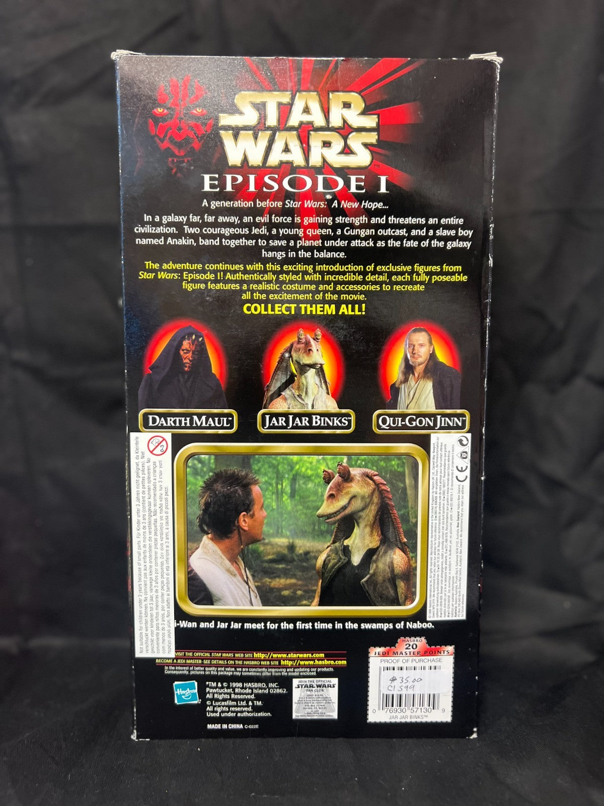 1998 Star Wars Episode 1 - JAR JAR BINKS 12" Action Figure -  Hasbro Vintage