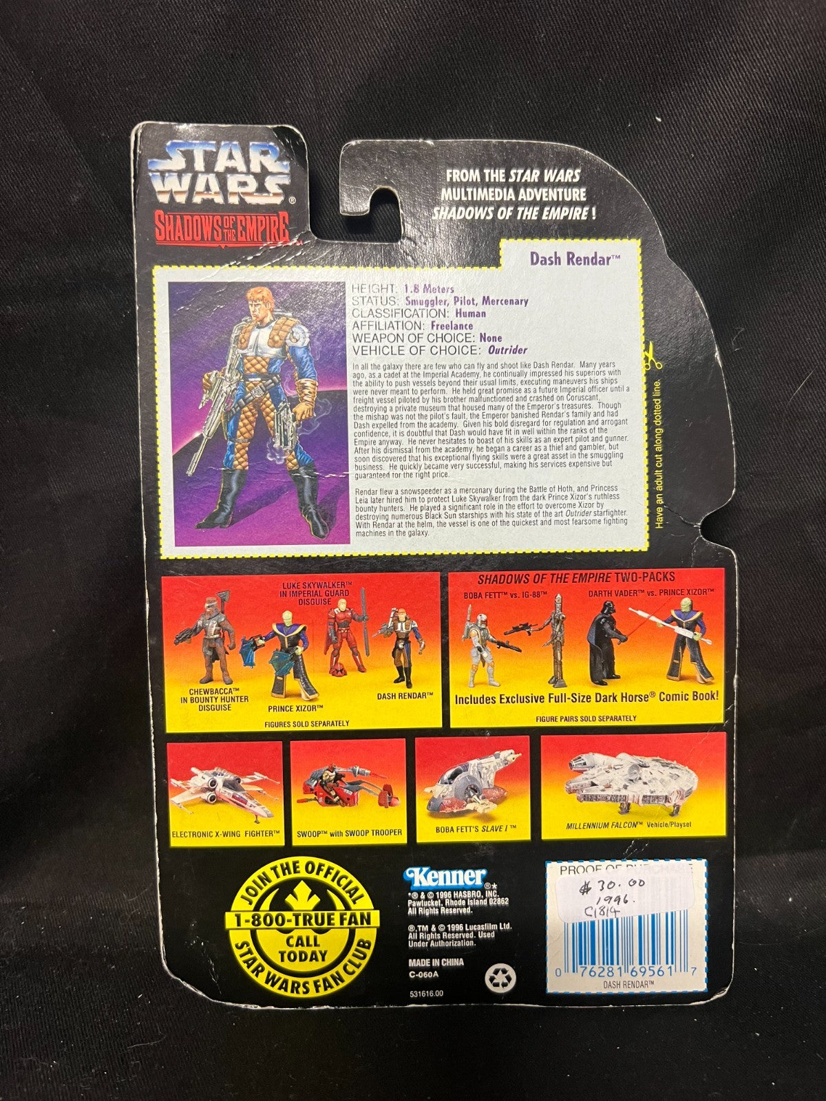 Star Wars Dash Rendar with Heavy Weapons Pack, Shadows of the Empire Purple Card