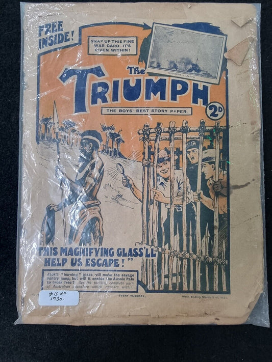 The Triumph 12-14-29 U.K. Boys Story Paper Magazine "Risking Their Lives" 1929
