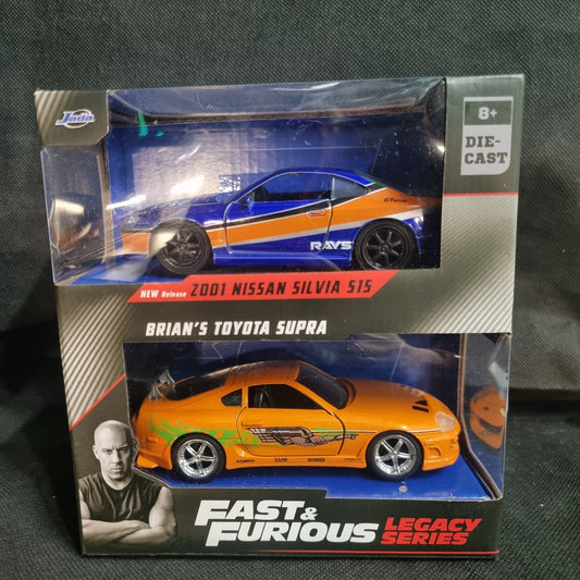 (JADA) 2023 Fast & Furious Legacy Series 2 Car Set Nissan Silvia/ Brian's Supra 