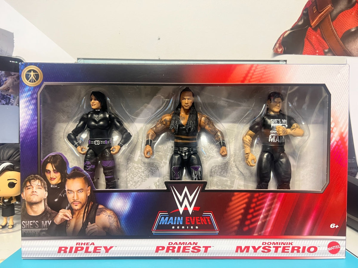 2025 WWE Mattel Main Event 3 Pack Rhea Ripley Damian Priest Dominik Mysterio
