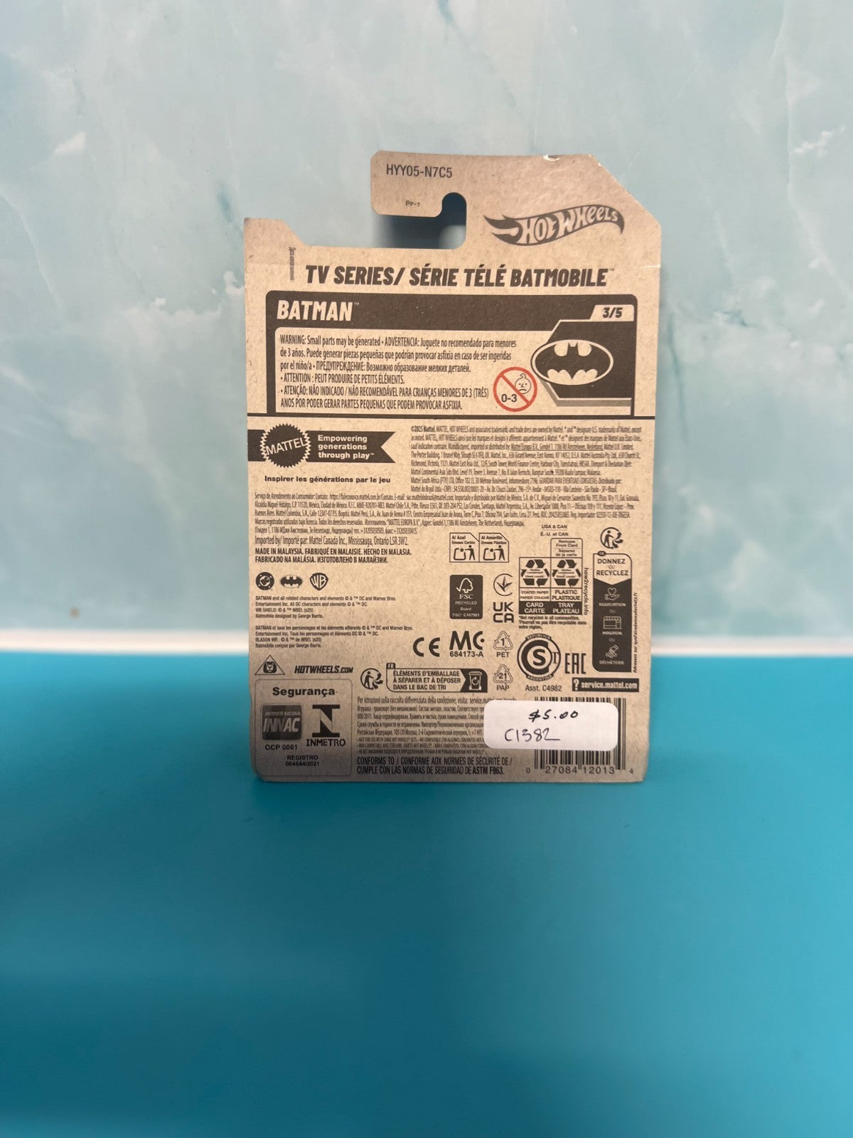 2025 HOT WHEELS #103 - TV Series Batmobile (Maroon #3/10 Batman - Long Card)