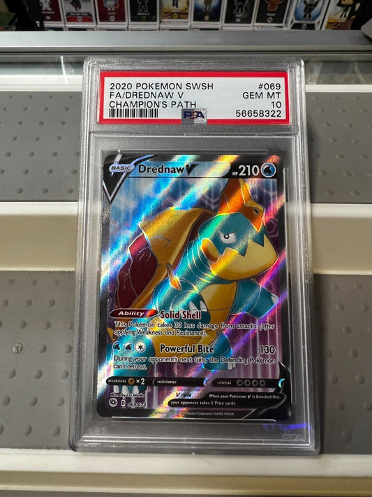 2020 Pokemon SWSH #069 FA/Drednaw V Champion's Path PSA 10