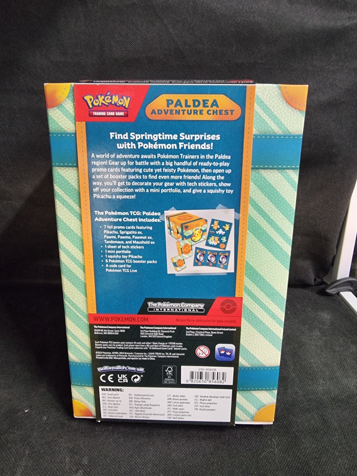 Pokemon Paldea Adventure Chest: Storage Box + Promos Stickers & 6 Booster Packs!