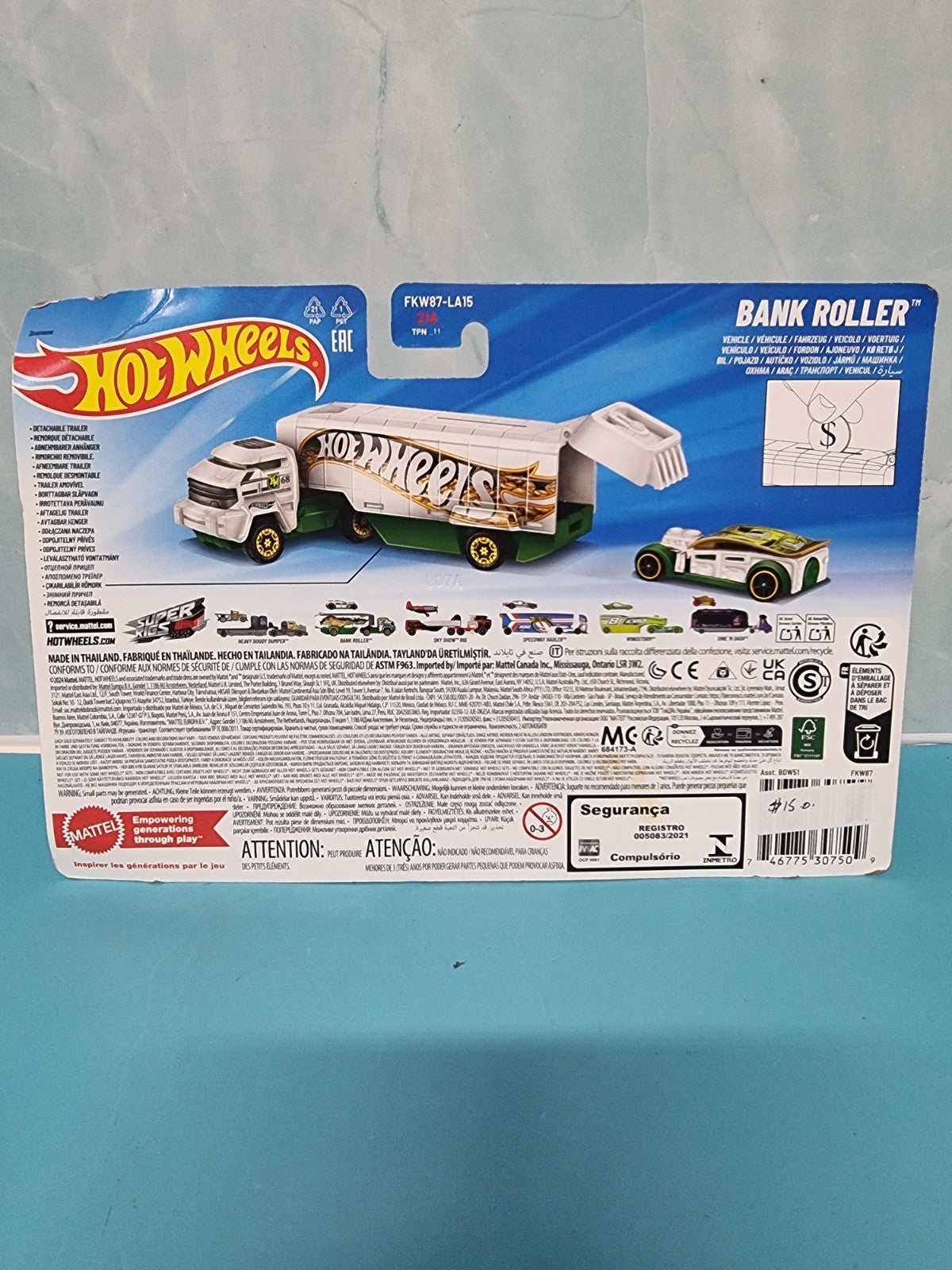 Hot Wheels Track Truck Super Rigs 1:64 Bank Roller Metal Diecast Car Model Toy