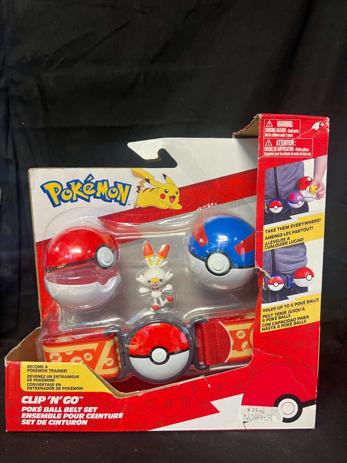 Pokemon Clip N Go Poke Ball Belt and 2" Scorbunny Battle Action Figure Set