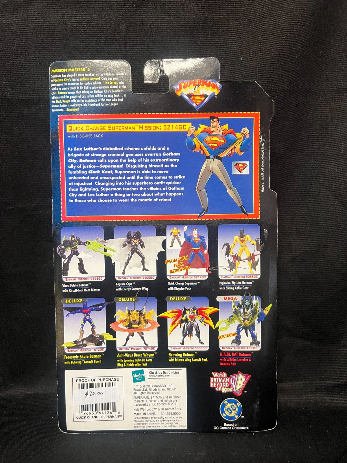 SUPERMAN QUICK CHANGE ACTION FIGURE - MISSION MASTERS 3 - MOC - HASBRO - 2001