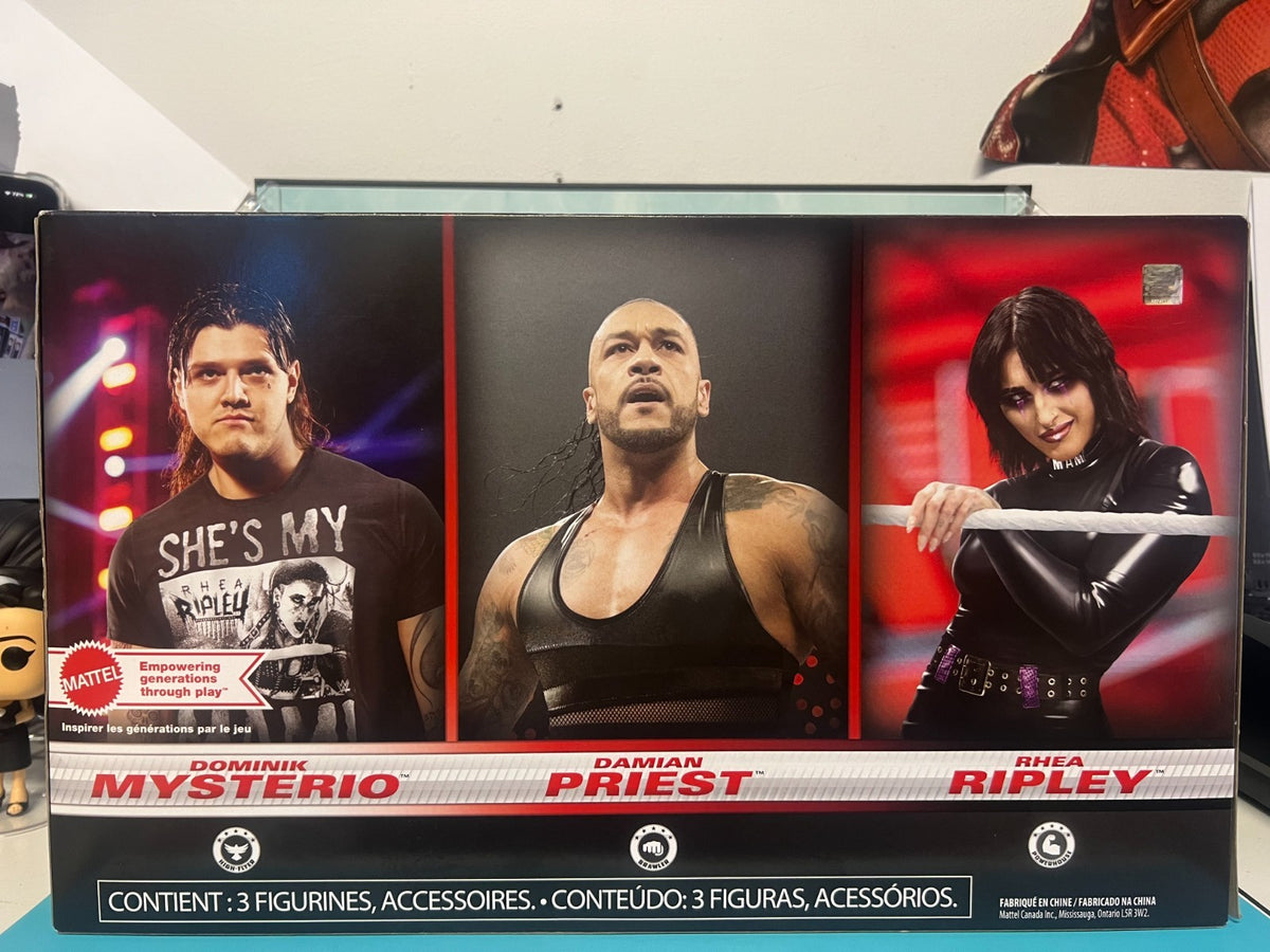 2025 WWE Mattel Main Event 3 Pack Rhea Ripley Damian Priest Dominik Mysterio