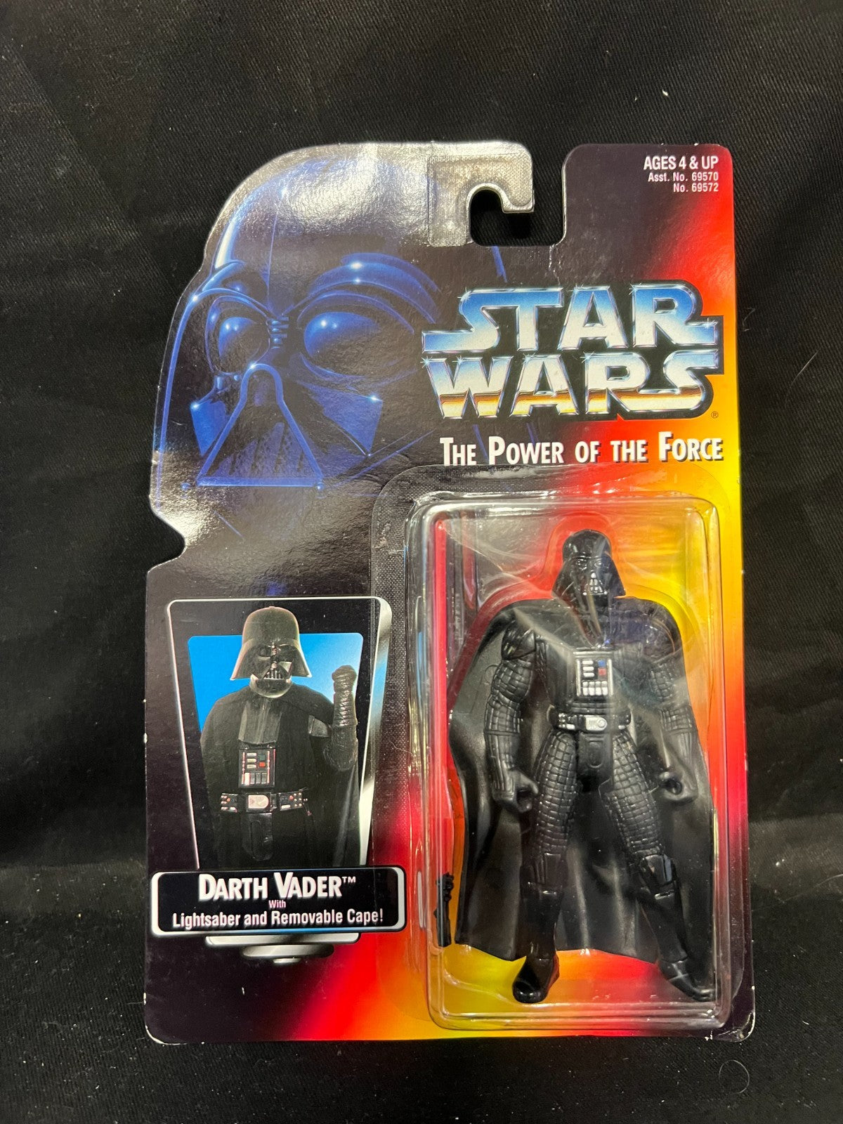 Star Wars Power of the Force Darth Vader with Lightsaber and Removable Cape, NIB