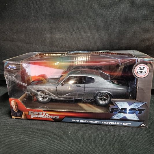1970 CHEVROLET CHEVELLE SS GRAY "FAST & FURIOUS" 1/24 DIECAST CAR  (Damaged Box 