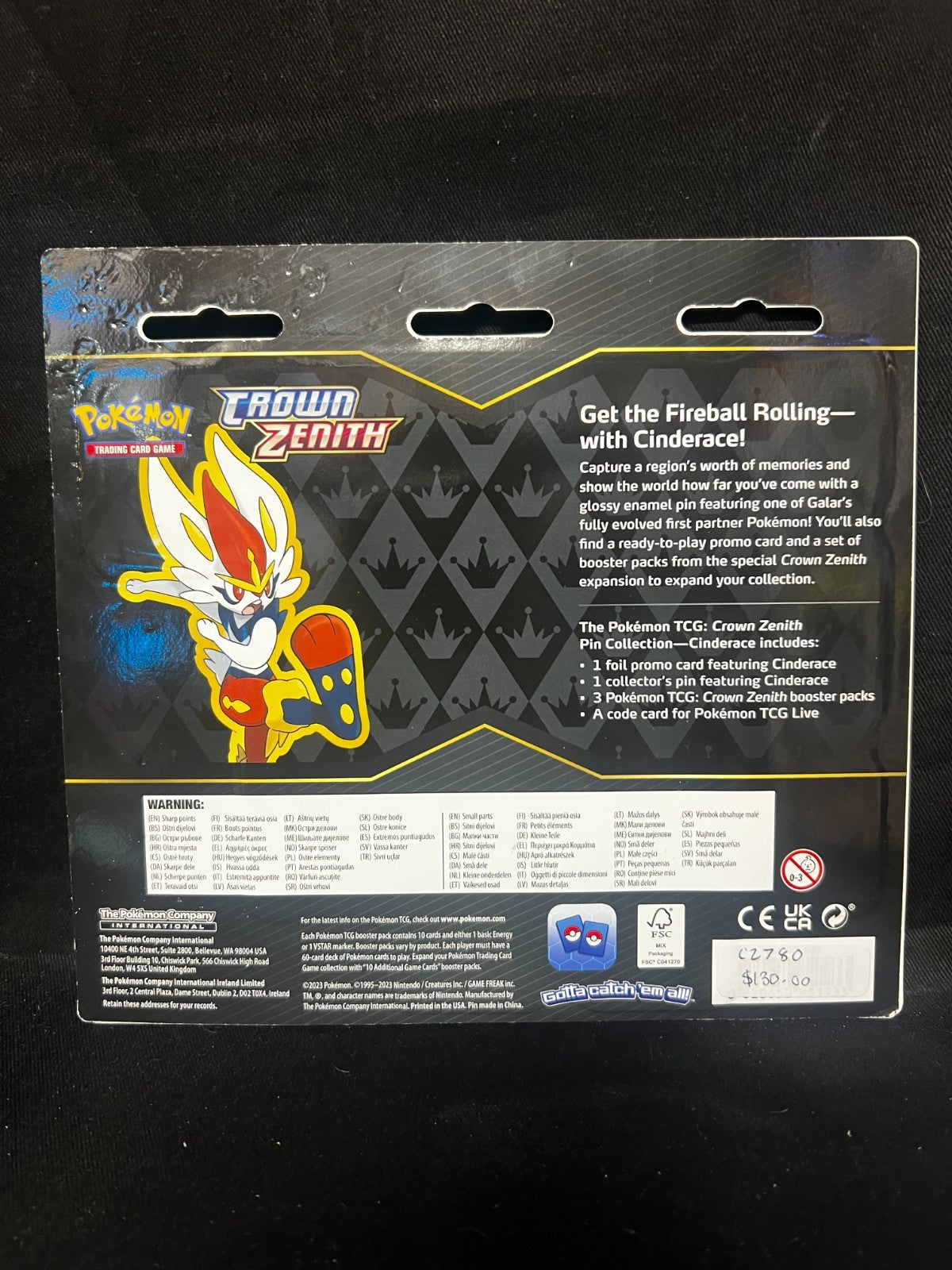 Crown Zenith 3 Pack Blister - Cinderace Promo - Pokemon Card