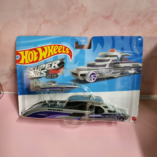 2022 Hot Wheels SUPER RIGS SEA-NIC ROUTE With Speedboat  