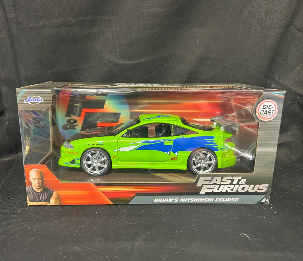 Jada Toys Fast & Furious 1:32 Die-Cast Car BRIANS GREEN ECLIPSE 1st Edition 1998
