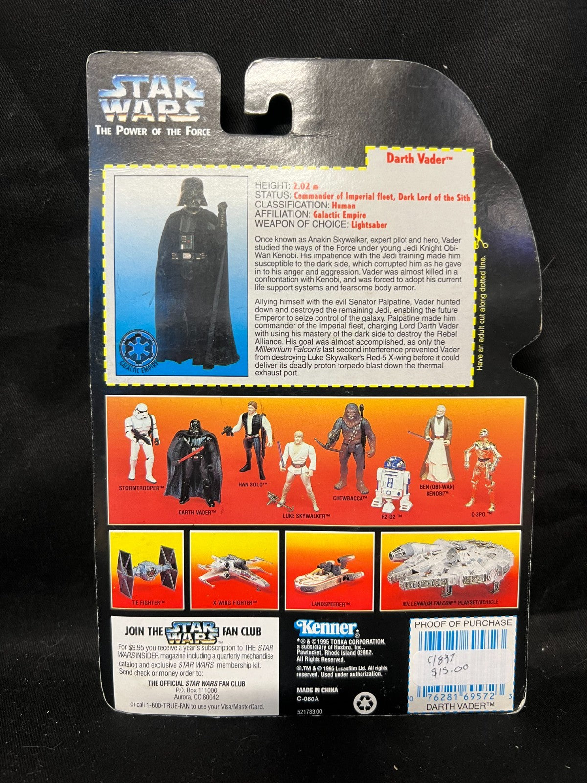 Star Wars Power of the Force Darth Vader with Lightsaber and Removable Cape, NIB