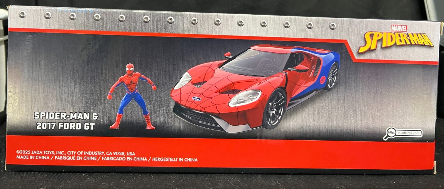Spider-Man Miles Morales 2017 Ford GT 1:24 Vehicle & Figure Jada Marvel