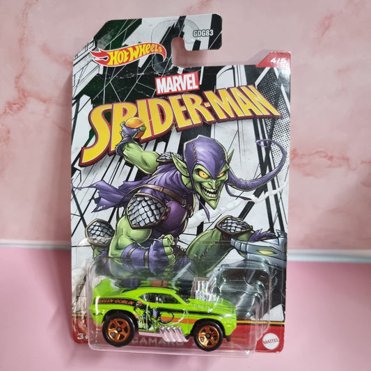 Hot Wheels - SPIDER-MAN - Green Goblin Blown Camaro Z28 Roof Pumpkin Hot Rod Car