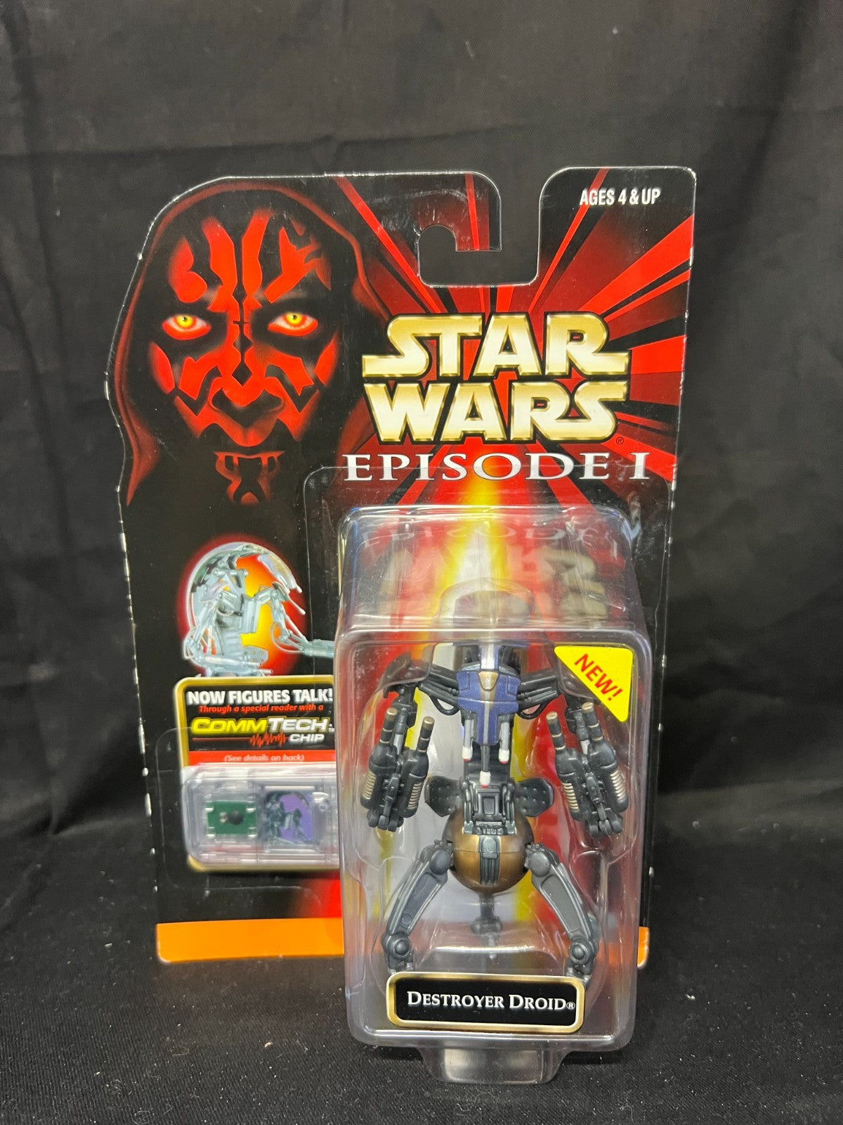 New vintage 1998 Star Wars Episode 1 DESTROYER DROID action figure *Comm Tech* 