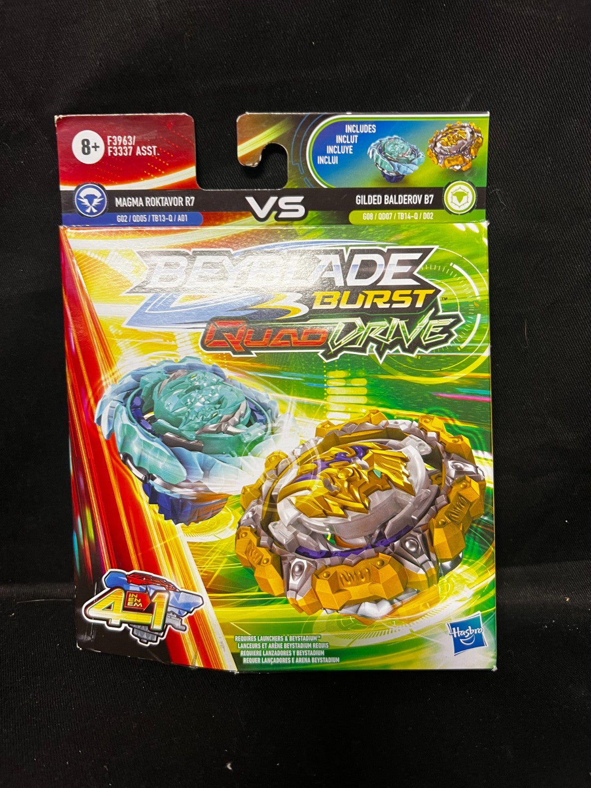 Beyblade Burst QuadDrive Magma Roktavor R7 Vs Gilded Balderov B7 Dual Pack
