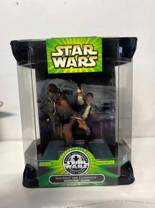 Hasbro Star Wars Silver Anniversary Death Star Escape Han & Chewbacca Set New