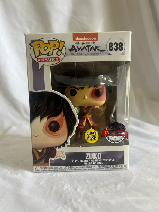 Funko Pop! Glow Zuko Avatar Last Airbender Special Glow In Dark #838