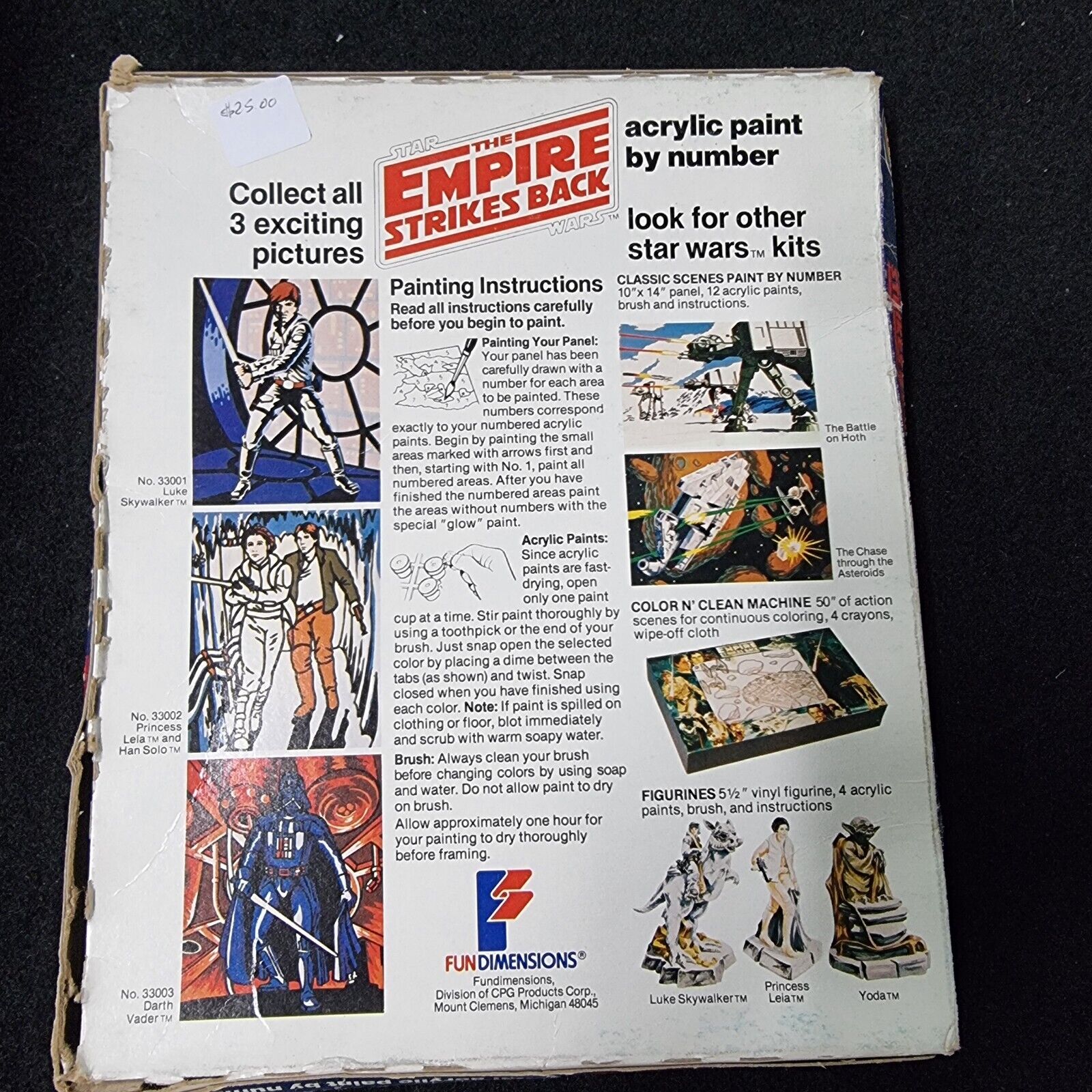 Star Wars The Empire Strikes Back Acrylic Paint By Number 8" x 10" NIB