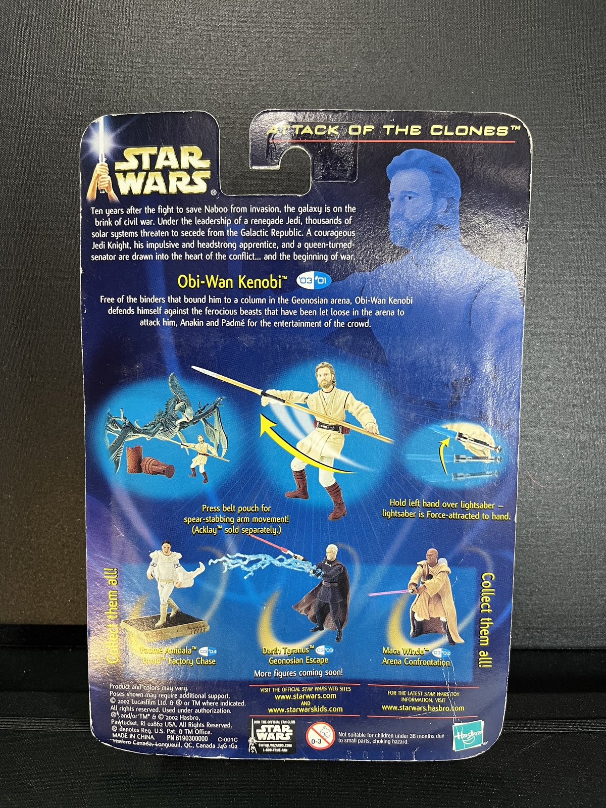 Obi-Wan Kenobi Acklay Battle Star Wars AOTC Carded 3.75 Action Figure
