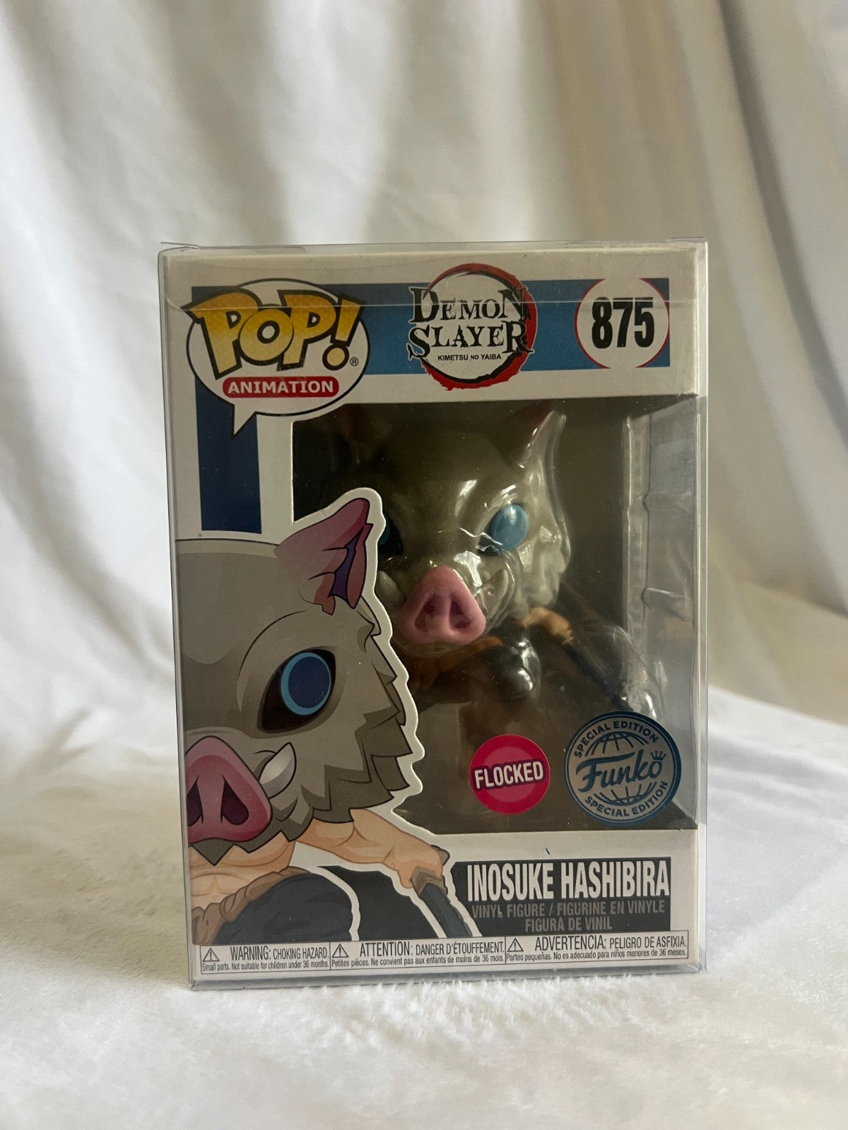 FUNKO POP VINYL DEMON SLAYER INOSUKE HASHIBIRA FLOCKED #875 EXCLUSIVE FIGURE